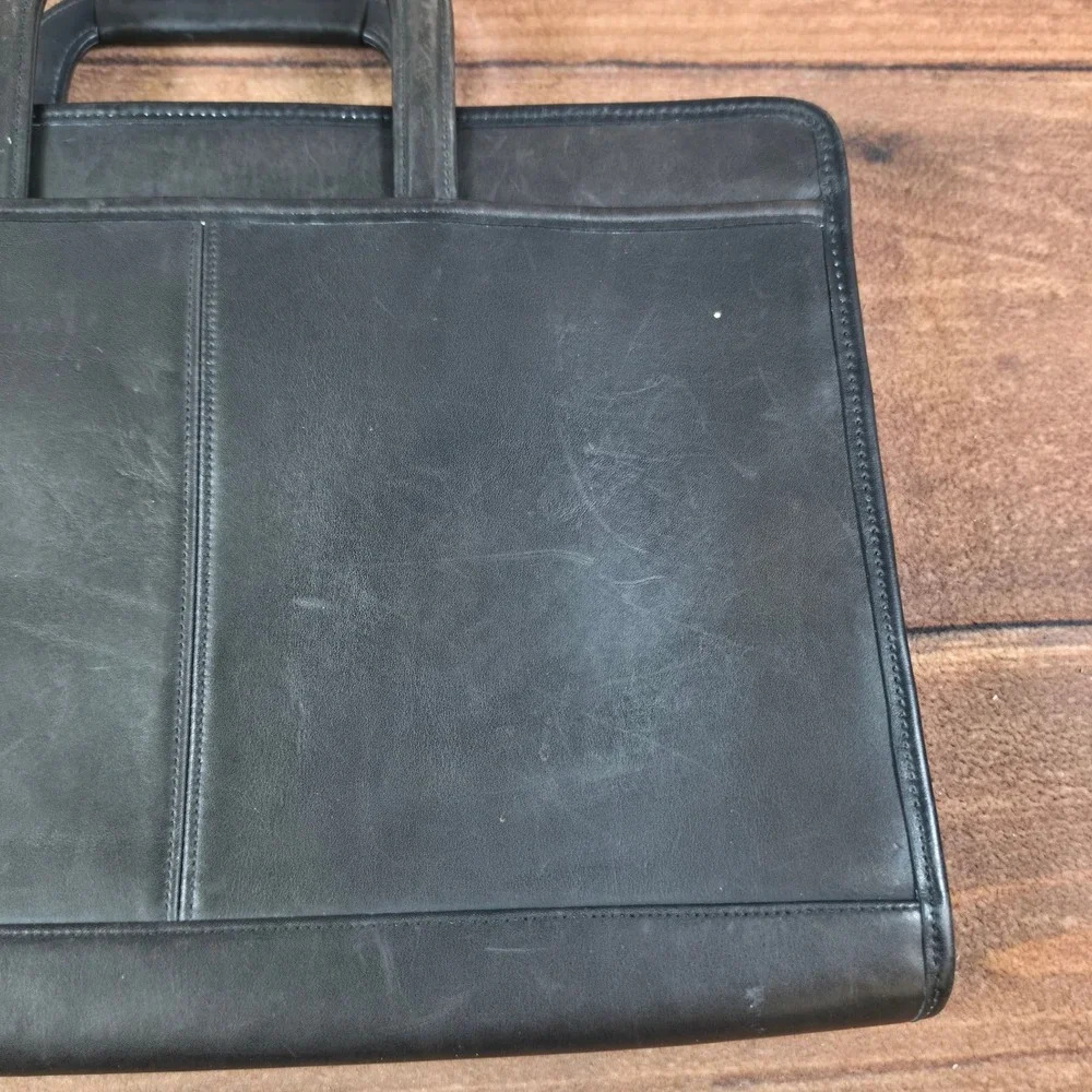 Coach Briefcase Mens OS Black Good Leather Slim Document Bag 5203 USA